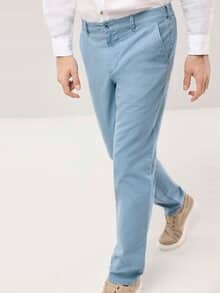 Leinen-Chino Frischekick Hellblau