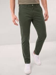 Elastische Chino aus Baumwolle Oliv