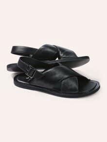 Kreuzriemen-Sandale Schwarz