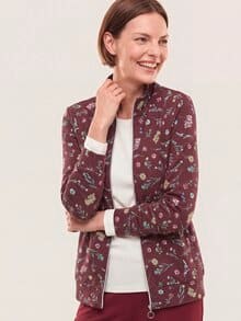 Baumwollstretch Jacke Blume Merlot