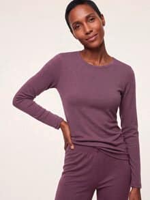Thermo-Langarmshirt Bordeaux gestreift