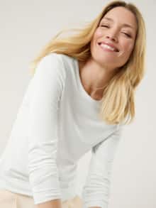 Viskose-Shirt Langarm Offwhite