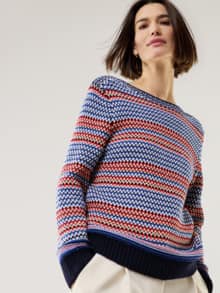 Baumwoll-Pullover Nordic Stripe Marine Multicolor