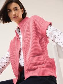 Baumwoll-Zip-Strickweste Rosenholz