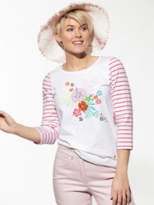 Baumwollshirt Hibiskus