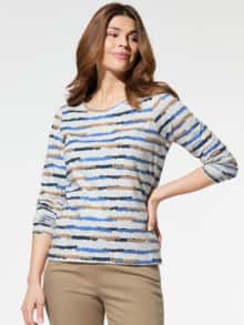 Baumwollshirt Abstract Stripe Blau