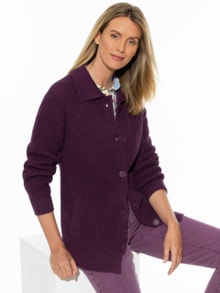 Merino-Strickjacke Waffelstruktur