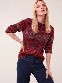 Grobstrick-Pullover Farbverlauf Merlot/Chianti