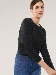 Baumwollshirt Streifenstruktur LA Schwarz