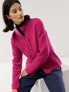 Cashmino Strickjacke Nahtlos Dunkelpink