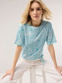 Blousonshirt Tropenwald Wasserblau