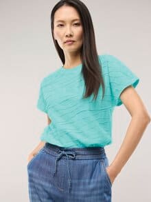 Strukturshirt Welle Wasserblau