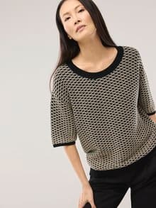 Pullover in Bicolor-Optik Schwarz/Sand