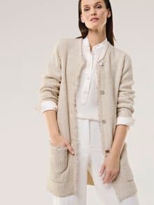 Fancy Longstrickjacke Creme/Offwhite