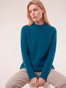 Cashmino Pullover Nahtlos Dunkelpetrol