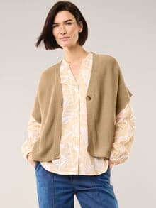 Strickweste Strukturmuster Sand