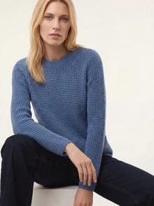 Baumwollpullover in Waffelstruktur Smokey Blue