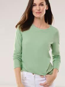 Viskose-Shirt Langarm Salbei