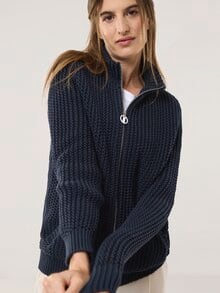 Reliefstruktur-Strickjacke Nachtblau