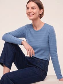 Baumwollshirt Reliefstruktur Smokey Blue