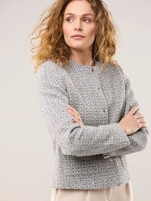 Rundhalsblazer mit Pailletten Antrazit