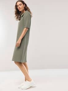 Polokleid mit Struktur Khaki