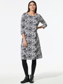 Softjersey-Jacquardkleid Weiß/Schwarz