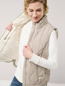 Wellensteppweste Toffee/Creme