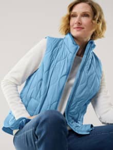 Wellensteppweste Ozeanblau/Rauchblau