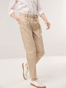 Bundfaltenhose aus Baumwollmix Sand