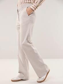 Marlene Hose aus weichem Cord Soft Sesam