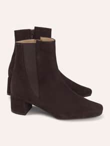 Velours Stiefelette Kastanie