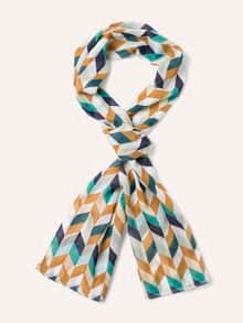 Swiss Cotton Zick Zack-Schal Caramel/Grün