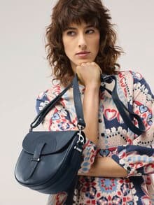 Leder Handtasche Nachtblau