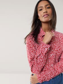 Extraglatt-Hemdbluse Everyday Minimal Dunkelrot