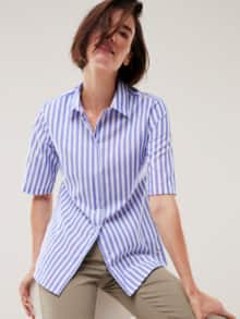 Extraglatt-Hemdbluse Everyday Streifen Blau