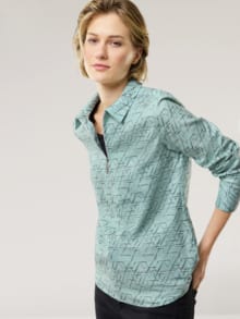 Kuschelflanell Zip-Bluse Minimal Gletschergrün