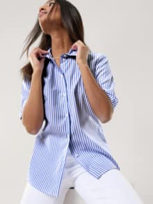 Extraglatt-Hemdbluse Everyday Streifen Tintenblau