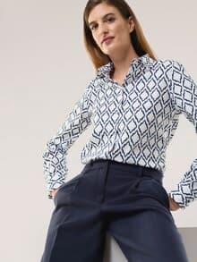 Extraglatt-Hemdbluse Everyday 2.0 Ornament Marine