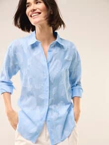 Hemdbluse mit Streifen Meerblau