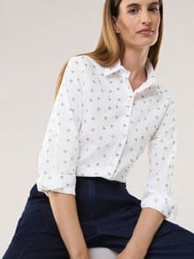 Extraglatt-Hemdbluse Everyday 2.0 Blumendruck Wei