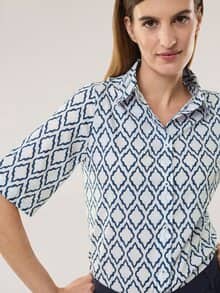 Extraglatt-Hemdbluse Everyday 2.0 Ornament Marine