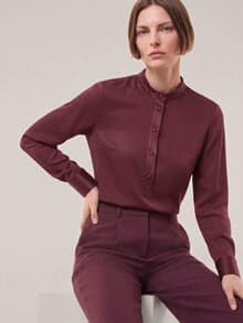 Polo Bluse aus Seide Merlot