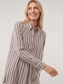 Bluse aus Polar-Flanell Streifen Rot