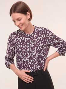 Bluse mit Seide Druck Cassis