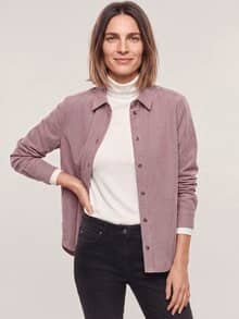 Two-Tone Cord Bluse Boxi Hell Ziegelrot