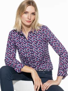 Komfort Baumwoll-Bluse Grafik Fuchsia