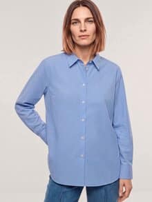 Hemdbluse aus Baumwolle Streifen Marine