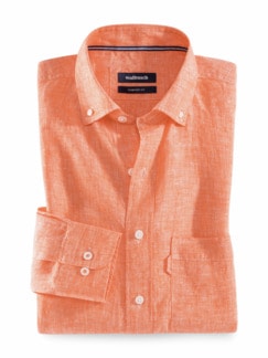 pures Leinen Hemd Uni Orange Detail 1