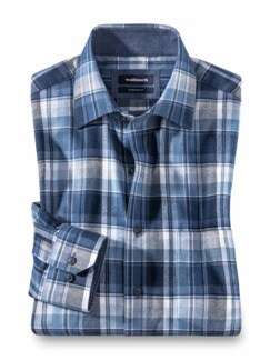 Softflanell-Hemd Karo Blau Detail 1